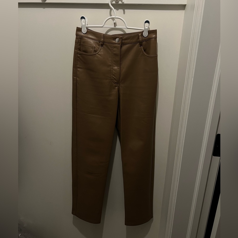Aritzia Wilfred Melina Brown Leather Pant; size 6